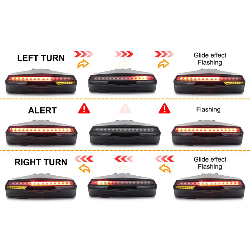 Greenpedel High Quality 85 LUX Smart Rear LED Taillight with Remote Controller And Rechargeabble Battery