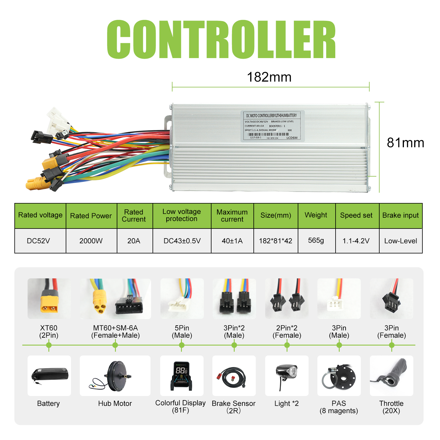 52v 2000w High Torque Hub Motor Electric Bike Kits