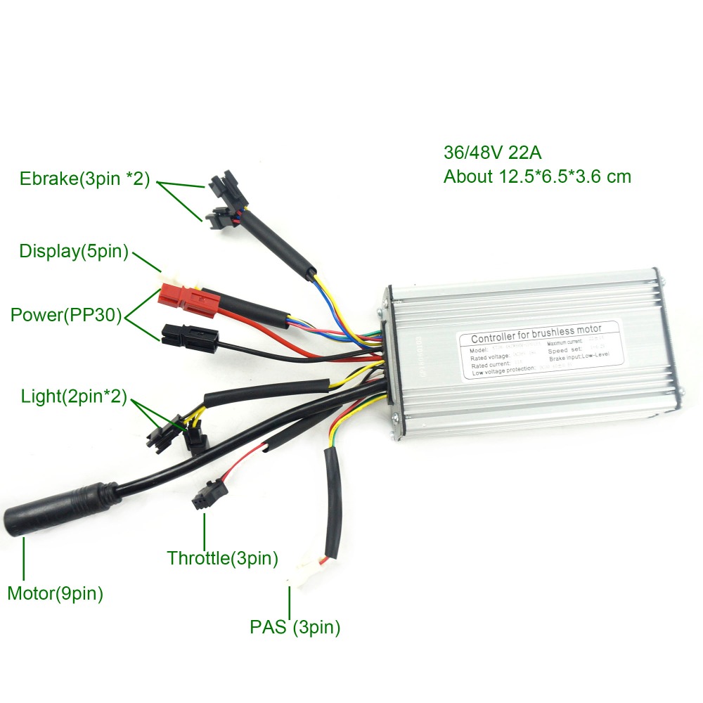 Electric Bicycle Brushless kT Controller 36 48v 500W Ebike Sine wave 9 Mosfet 